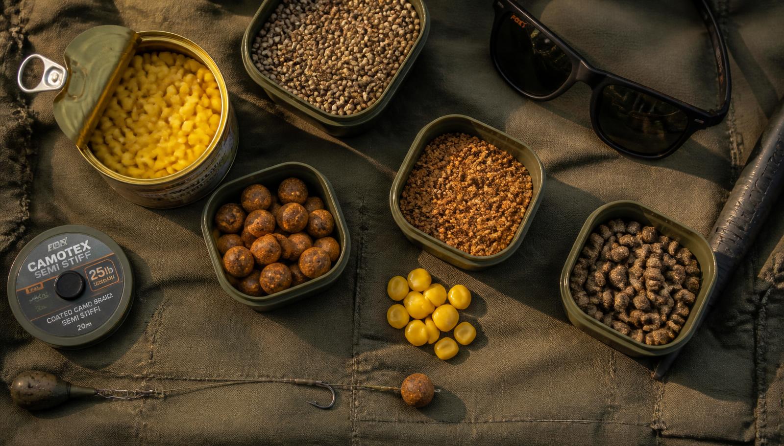 Sensible summer bait: hemp, sweetcorn, crushed boilies and a sharp, tidy rig